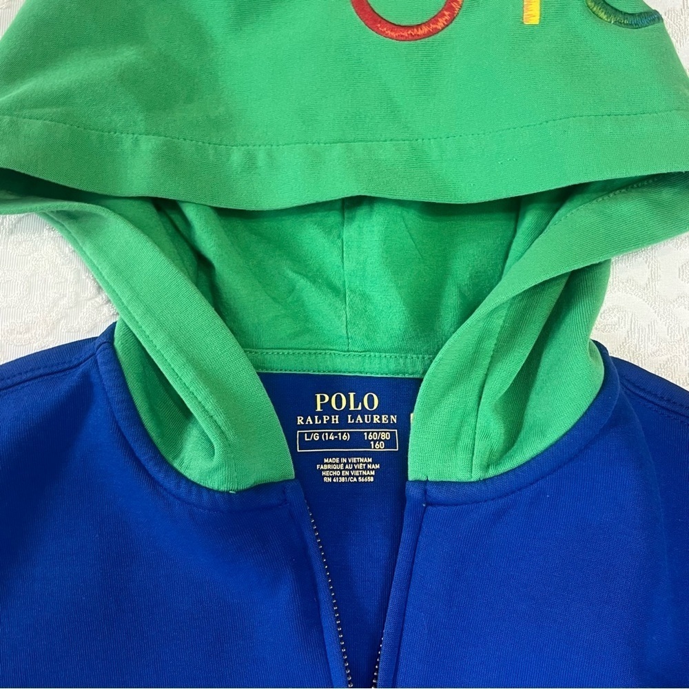 Polo Ralph Lauren Boys Color Blocked Full Zip Hoodie Jacket Size Large 14-16 - Picture 9 of 10